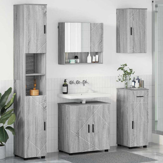 vidaXL Bathroom Furniture Set 5 pcs Grey Sonoma 61 x 35 x 64 cm