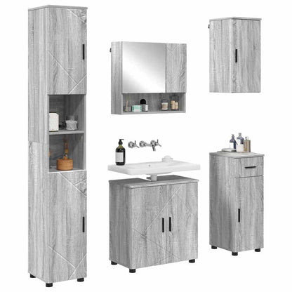 vidaXL Bathroom Furniture Set 5 pcs Grey Sonoma 61 x 35 x 64 cm