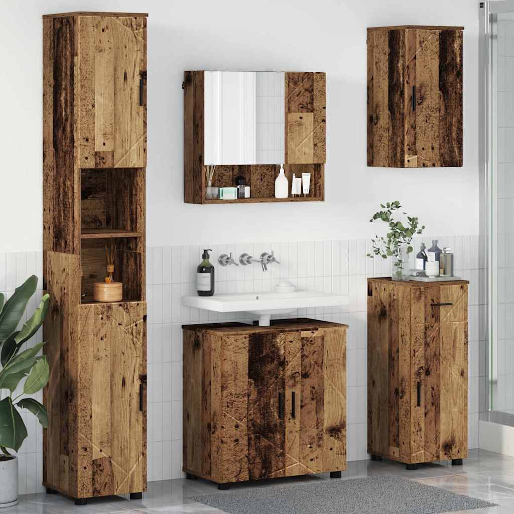 vidaXL Bathroom Furniture Set 5 pcs Old Wood 61 x 35 x 64 cm