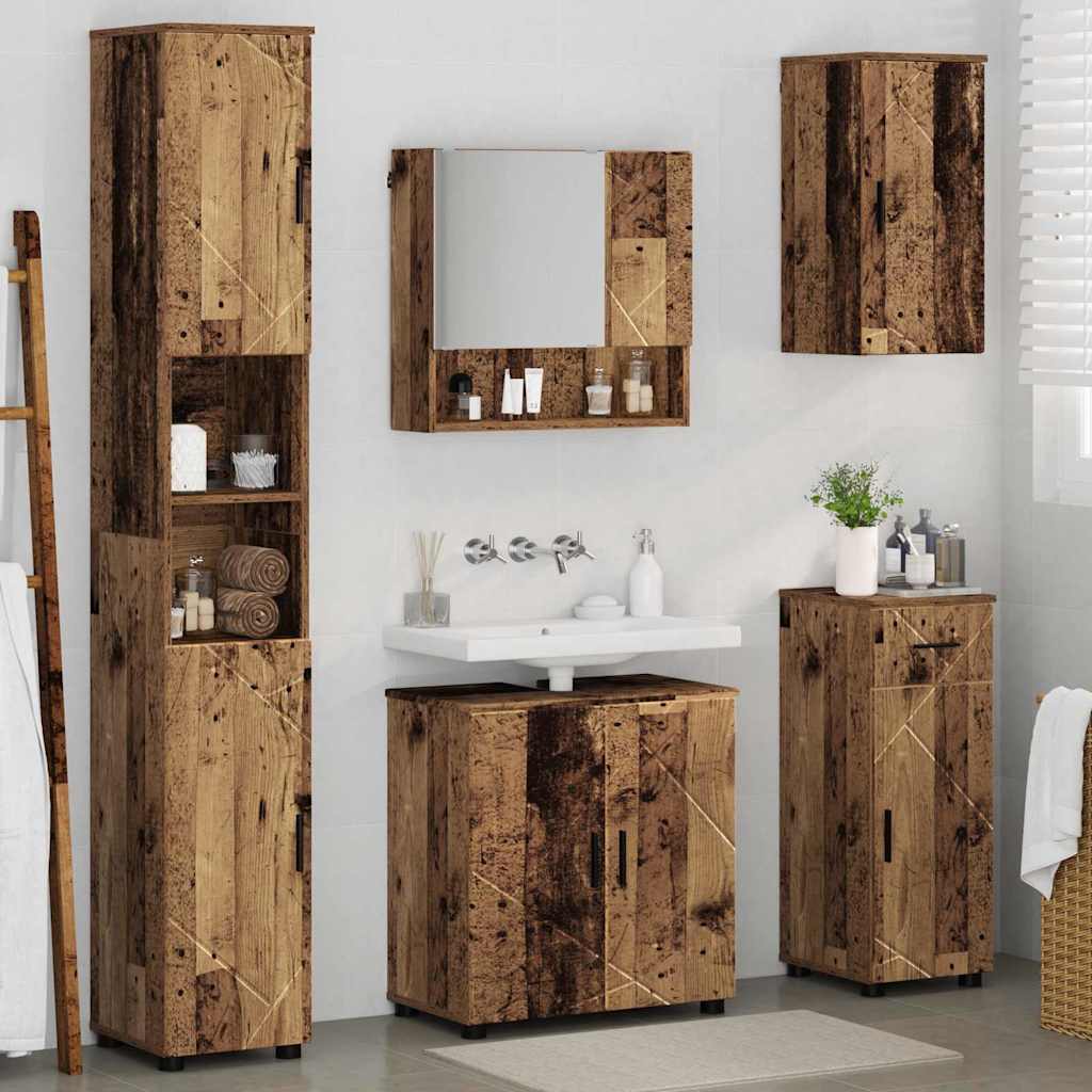vidaXL Bathroom Furniture Set 5 pcs Old Wood 61 x 35 x 64 cm