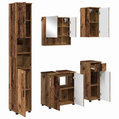 vidaXL Bathroom Furniture Set 5 pcs Old Wood 61 x 35 x 64 cm