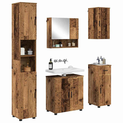 vidaXL Bathroom Furniture Set 5 pcs Old Wood 61 x 35 x 64 cm