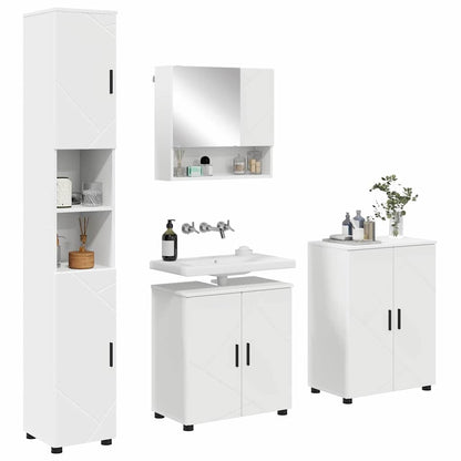 vidaXL Bathroom Furniture Set 4 pcs White Engineered wood & Metal