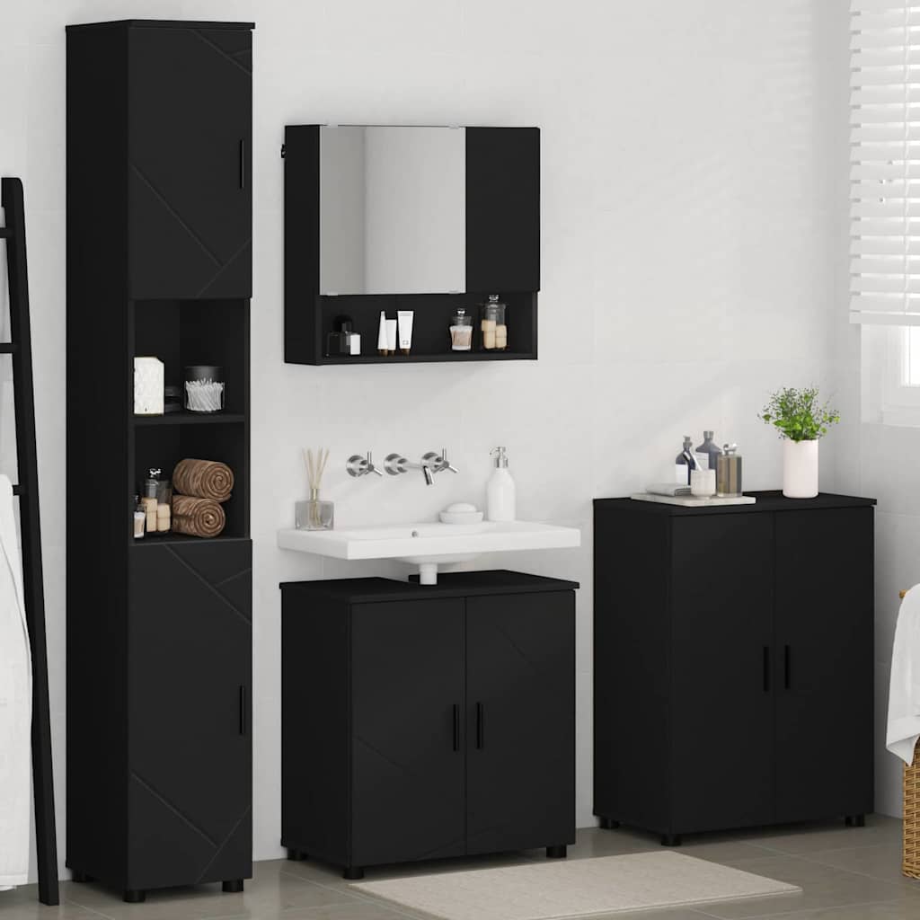 vidaXL Bathroom Furniture Set 4 pcs Black 61 x 35 x 64 cm