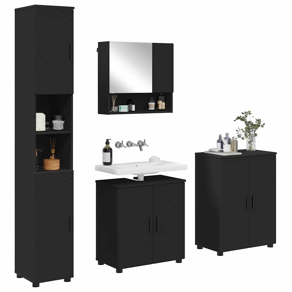 vidaXL Bathroom Furniture Set 4 pcs Black 61 x 35 x 64 cm