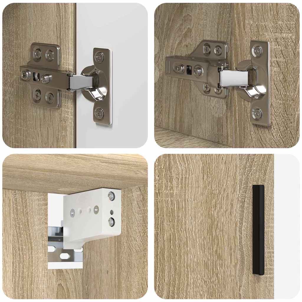 vidaXL Bathroom Furniture Set 4 pcs Sonoma Oak Engineered wood & Metal