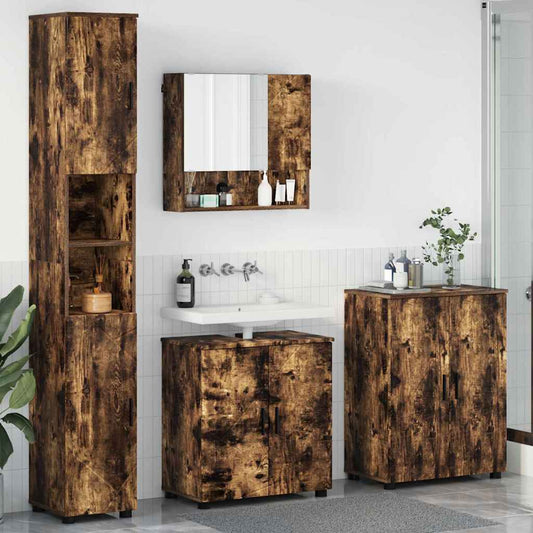 vidaXL Bathroom Furniture Set 4 pcs Smoked Oak 61 x 35 x 64 cm