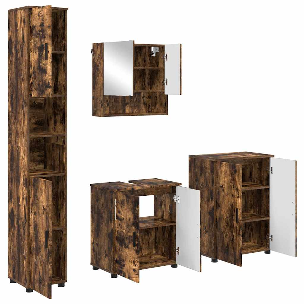 vidaXL Bathroom Furniture Set 4 pcs Smoked Oak 61 x 35 x 64 cm