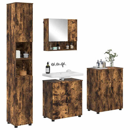 vidaXL Bathroom Furniture Set 4 pcs Smoked Oak 61 x 35 x 64 cm