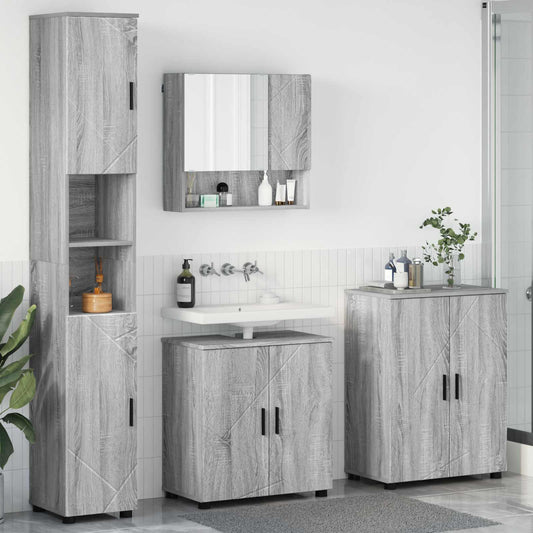 vidaXL Bathroom Furniture Set 4 pcs Grey Sonoma 61 x 35 x 64 cm
