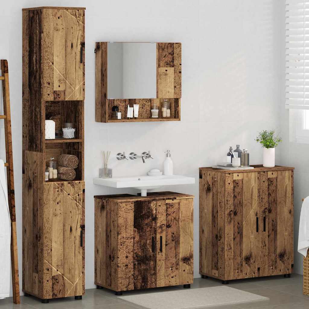 vidaXL Bathroom Furniture Set 4 pcs Old Wood 61 x 35 x 64 cm