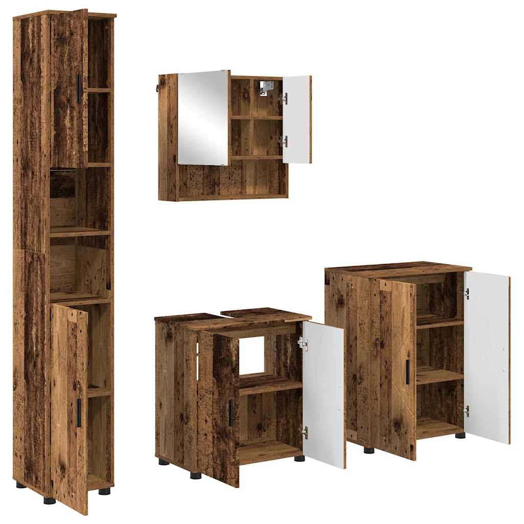 vidaXL Bathroom Furniture Set 4 pcs Old Wood 61 x 35 x 64 cm