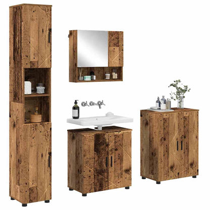 vidaXL Bathroom Furniture Set 4 pcs Old Wood 61 x 35 x 64 cm