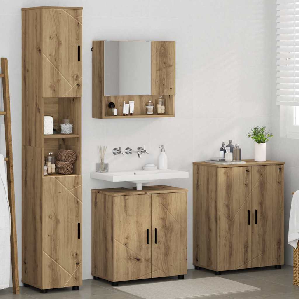 vidaXL Bathroom Furniture Set 4 pcs Artisan Oak 61 x 35 x 64 cm
