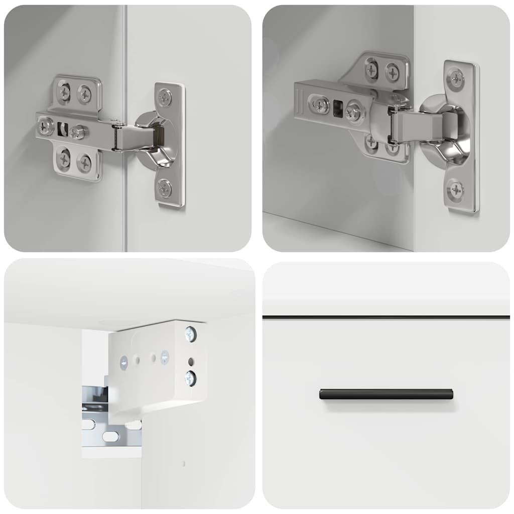 vidaXL Bathroom Furniture Set 2 pcs White Engineered Wood and Metal