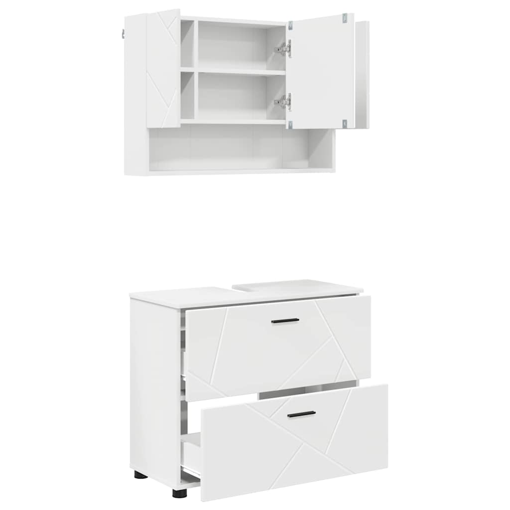 vidaXL Bathroom Furniture Set 2 pcs White Engineered Wood and Metal