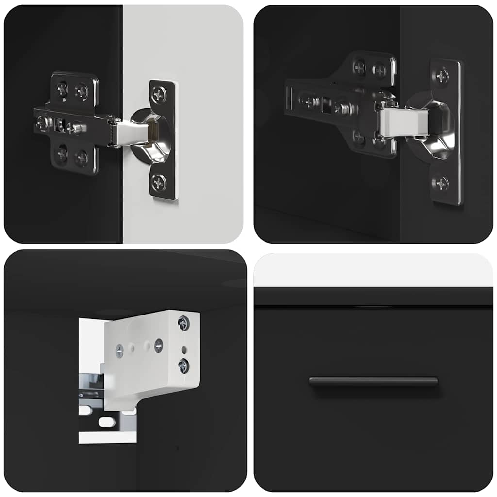 vidaXL Bathroom Furniture Set 2 pcs Black Engineered Wood and Metal