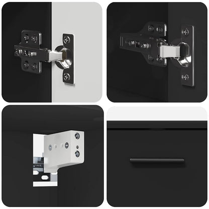 vidaXL Bathroom Furniture Set 2 pcs Black Engineered Wood and Metal
