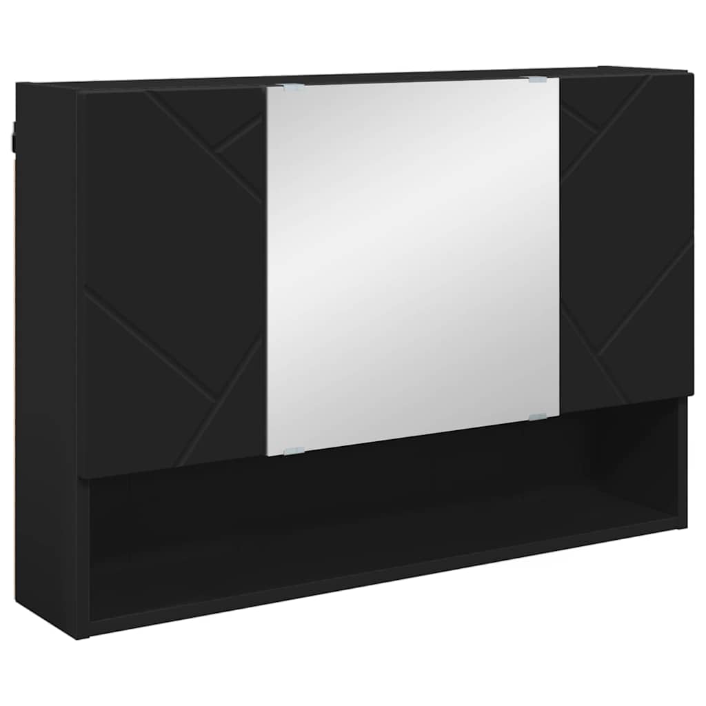 vidaXL Bathroom Furniture Set 2 pcs Black Engineered Wood and Metal