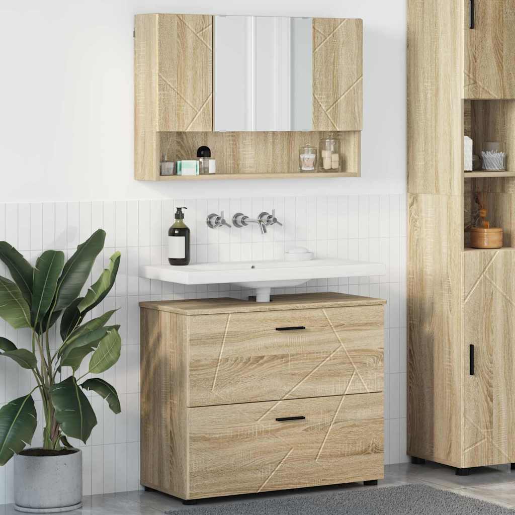 vidaXL Bathroom Furniture Set with Drawer with Shelf 2 pcs Sonoma Oak