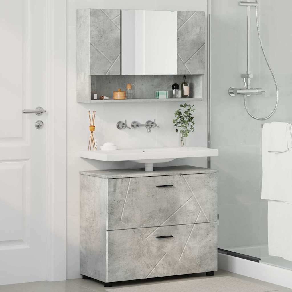 vidaXL Bathroom Furniture Set with Drawer 2 pcs Concrete Grey