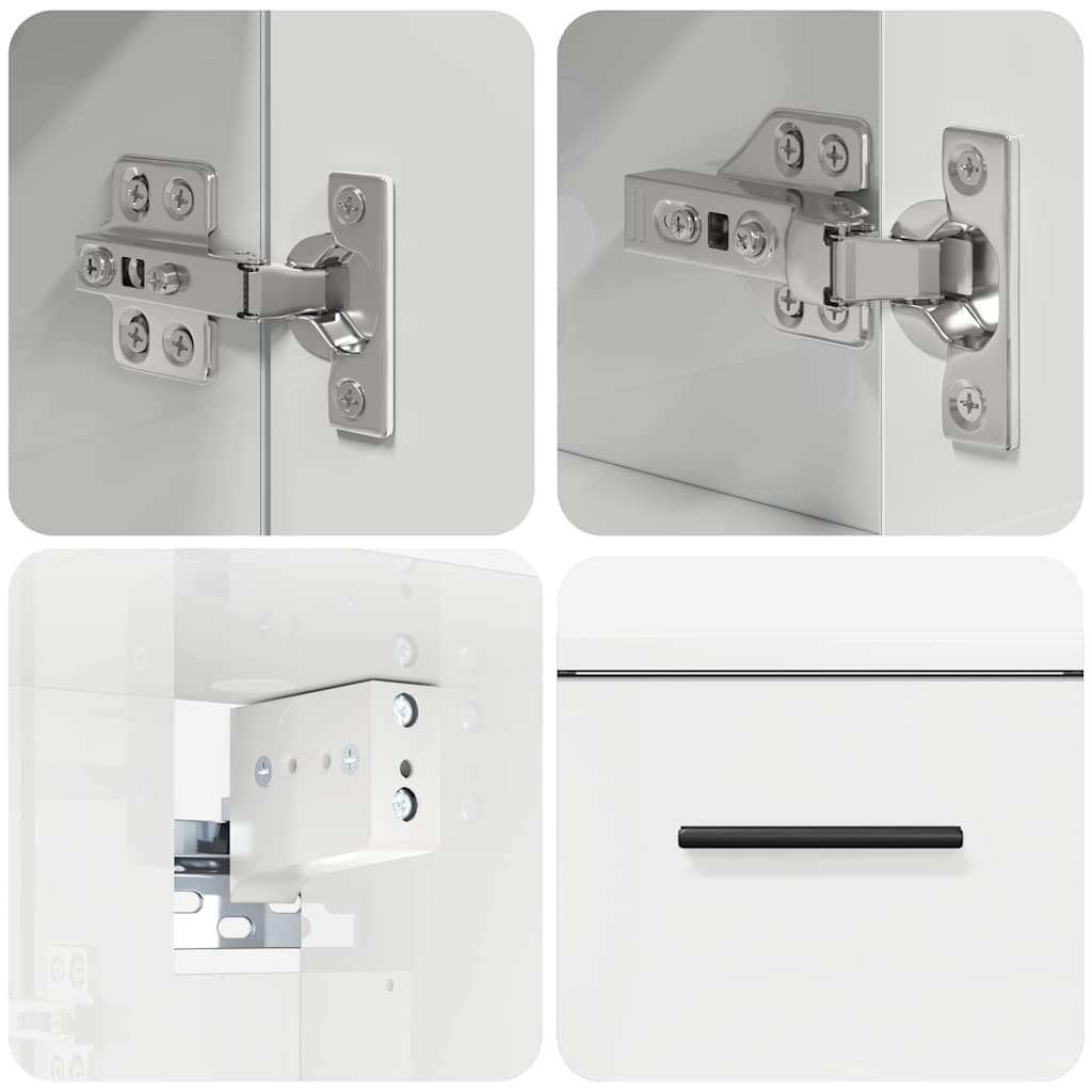 vidaXL Bathroom Furniture Set with Drawer 2 pcs High Gloss White