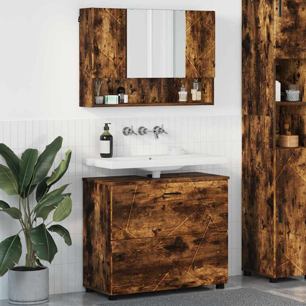 vidaXL Bathroom Furniture Set 2 pcs Smoked Oak