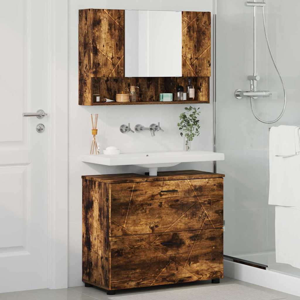 vidaXL Bathroom Furniture Set 2 pcs Smoked Oak