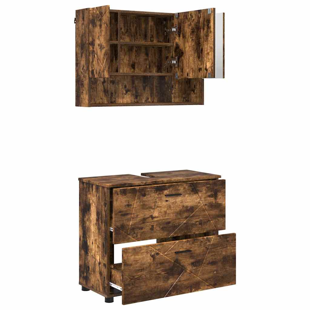 vidaXL Bathroom Furniture Set 2 pcs Smoked Oak