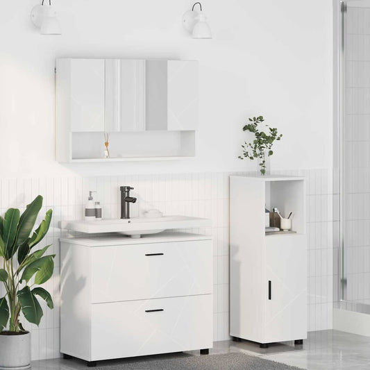vidaXL Bathroom Furniture Set 3 pcs White Engineered Wood and Metal