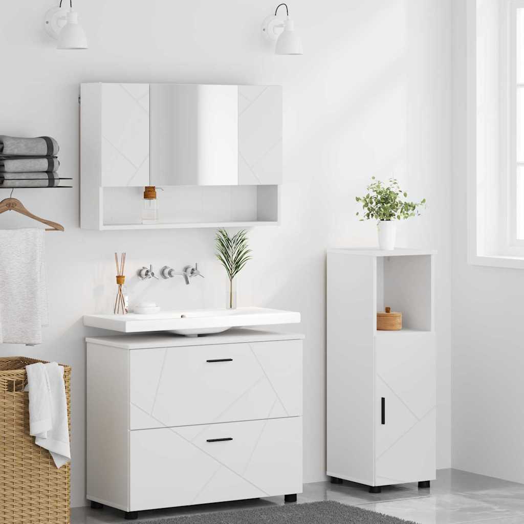vidaXL Bathroom Furniture Set 3 pcs White Engineered Wood and Metal