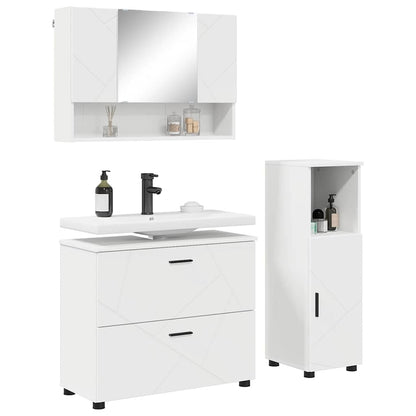 vidaXL Bathroom Furniture Set 3 pcs White Engineered Wood and Metal