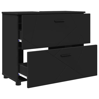 vidaXL Bathroom Furniture Set 3 pcs Black Engineered Wood and Metal