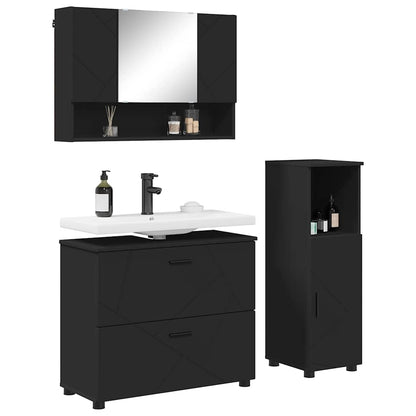 vidaXL Bathroom Furniture Set 3 pcs Black Engineered Wood and Metal