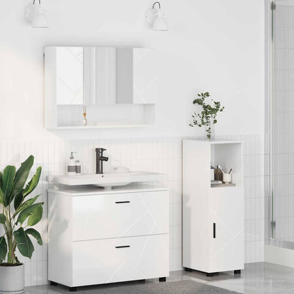 vidaXL Bathroom Furniture Set with Drawer 3 pcs High Gloss White