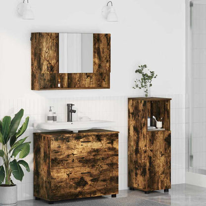 vidaXL Bathroom Furniture Set 3 pcs Smoked Oak