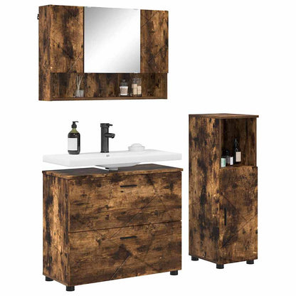 vidaXL Bathroom Furniture Set 3 pcs Smoked Oak