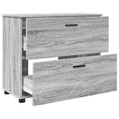 vidaXL Bathroom Furniture Set with Drawer with Shelf 3 pcs Grey Sonoma