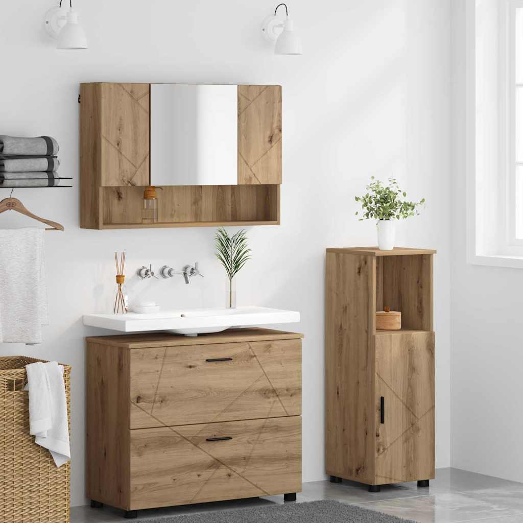 vidaXL Bathroom Furniture Set 3 pcs Artisan Oak