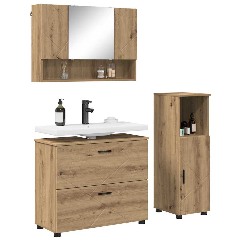 vidaXL Bathroom Furniture Set 3 pcs Artisan Oak