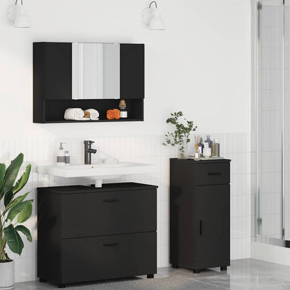 vidaXL Bathroom Furniture Set 3 pcs Black Engineered Wood and Metal