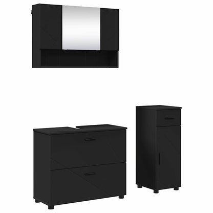 vidaXL Bathroom Furniture Set 3 pcs Black Engineered Wood and Metal