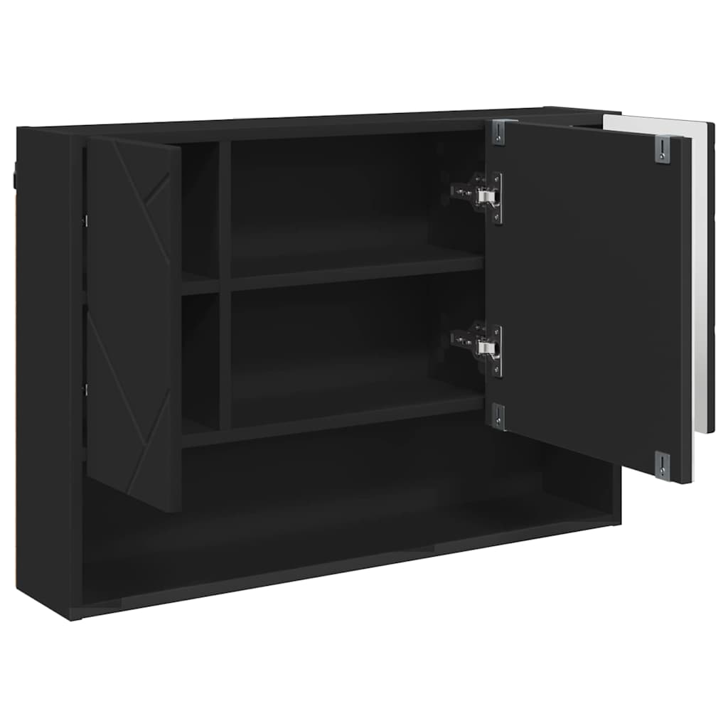 vidaXL Bathroom Furniture Set 3 pcs Black Engineered Wood and Metal