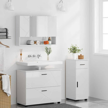 vidaXL Bathroom Furniture Set with Drawer 3 pcs High Gloss White