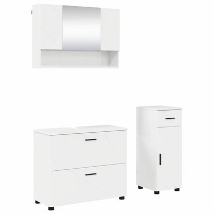 vidaXL Bathroom Furniture Set with Drawer 3 pcs High Gloss White