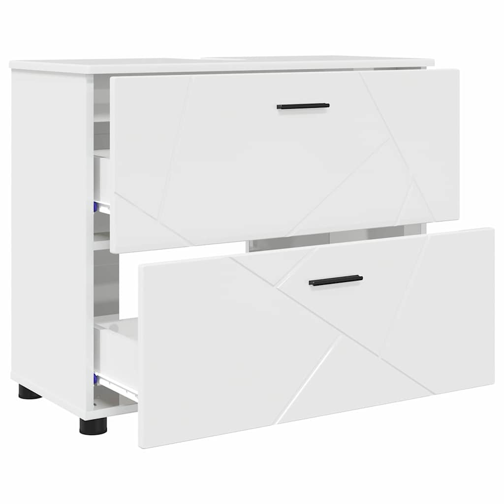 vidaXL Bathroom Furniture Set with Drawer 3 pcs High Gloss White