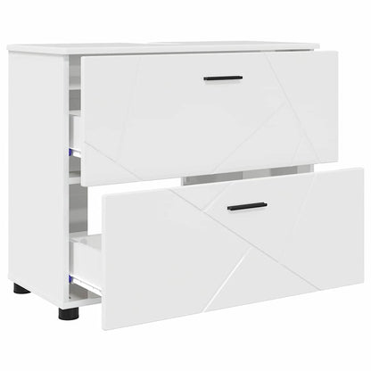 vidaXL Bathroom Furniture Set with Drawer 3 pcs High Gloss White