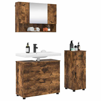 vidaXL Bathroom Furniture Set 3 pcs Smoked Oak