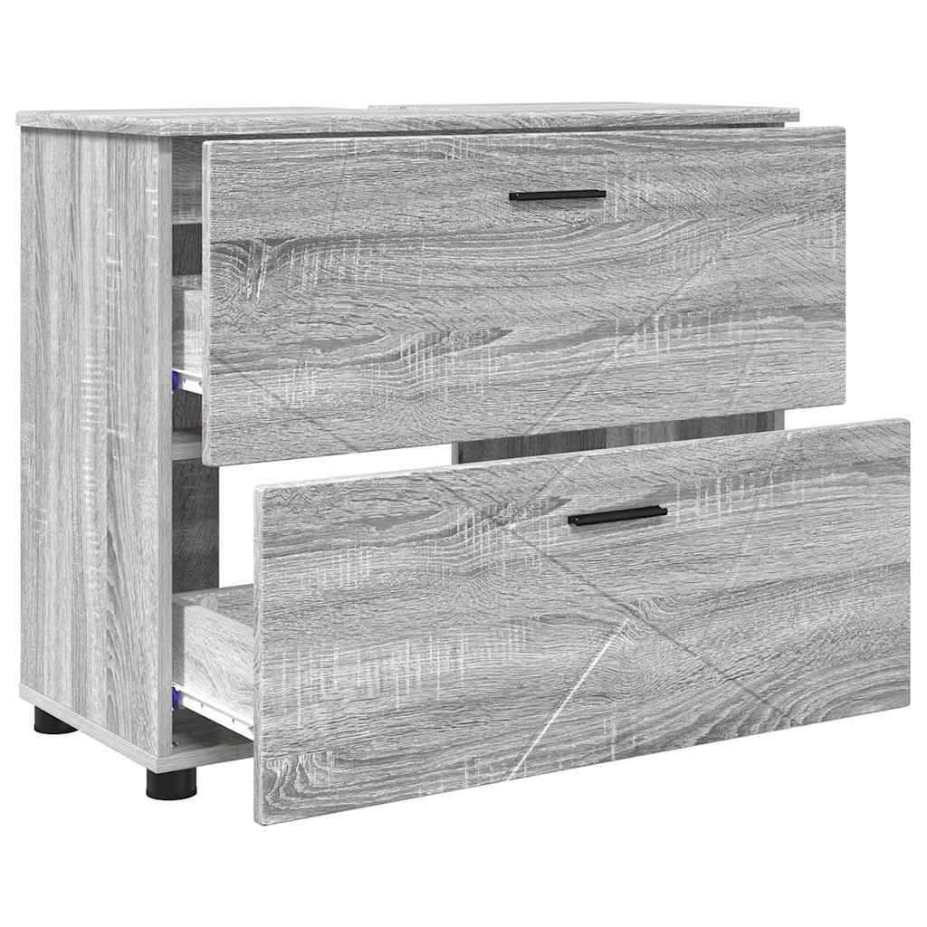 vidaXL Bathroom Furniture Set with Drawer with Shelf 3 pcs Grey Sonoma