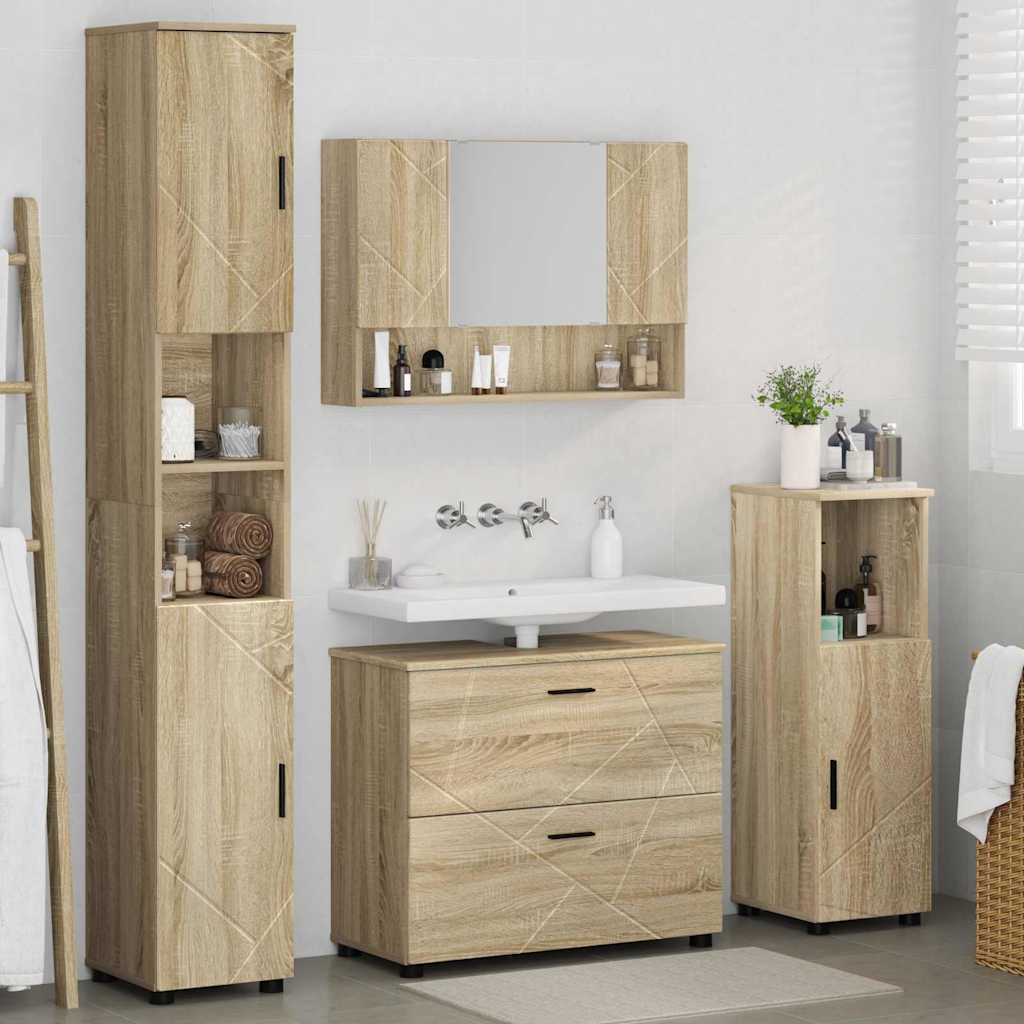 vidaXL Bathroom Furniture Set with Drawer with Shelf 4 pcs Sonoma Oak